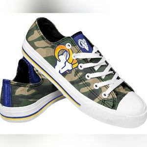 Los Angeles RAMS Foco Women NFL Camo Green Low Canvas Sneakers Shoes Large 9/10